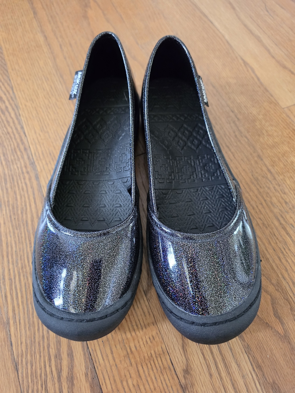 NEW! Muk Luk Sport Black Holographic Ballet Flats Size 9